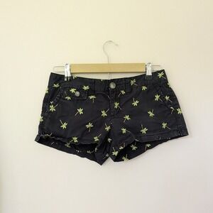 Y2K Aeropostale Black Embroidered Palm Tree‎ Micro Mini Low Rise  Shorts 3/4